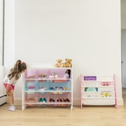 Humble Crew Kids Toy Storage Organizer with Shelf with 9 Plastic Storage Bins, White/Purple/Pink/Blue