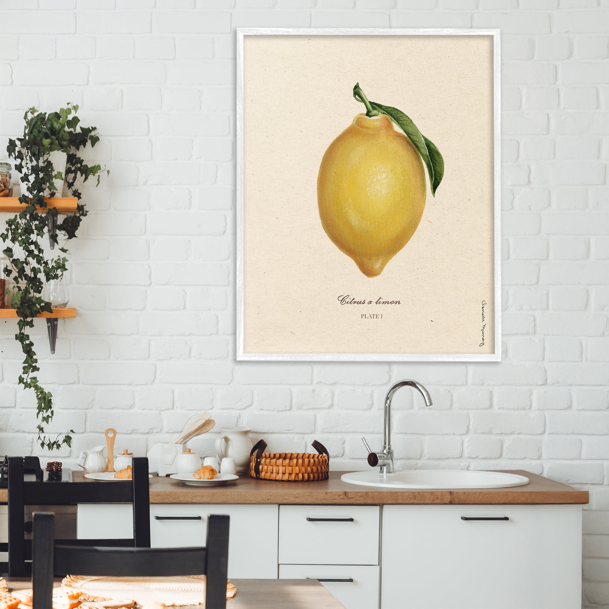 Stupell Industries Lemon Fruit Portrait White Framed Giclee Art, design by Danielle Murray