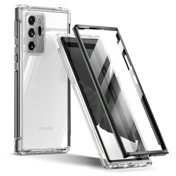 SURITCH Clear Case for Samsung Galaxy Note 20 Ultra,[Built-in Screen Protector] Full Body Protection Bumper Shockproof Rugged Protective Phone Cover,Black