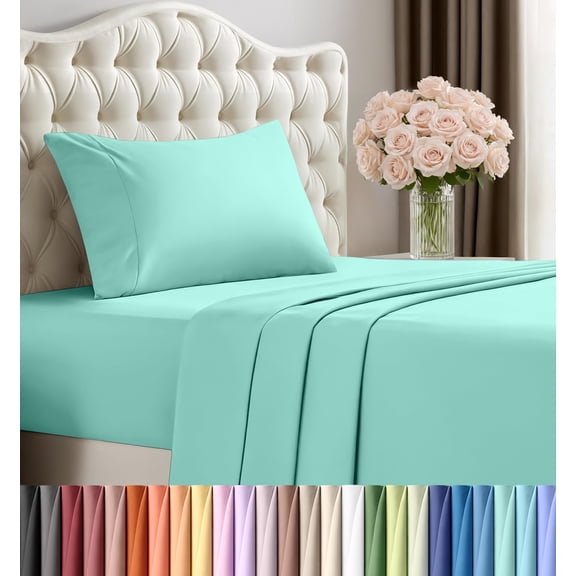 Utopia Bedding Twin Sheet Set 3 Piece Bed Sheets for Twin Size Bed, Soft and Breathable Microfiber, Includes 1 Fitted Sheet, 1 Flat Sheet and 1 Pillowcase Spa Blue