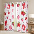 thumbnail image 2 of Erosebridal Strawberry Bow Blackout Curtains Set of 2 (52x84 Each) for Girls, Cute Pink Strawberry Ribbon Window Curtains, 2 of 6