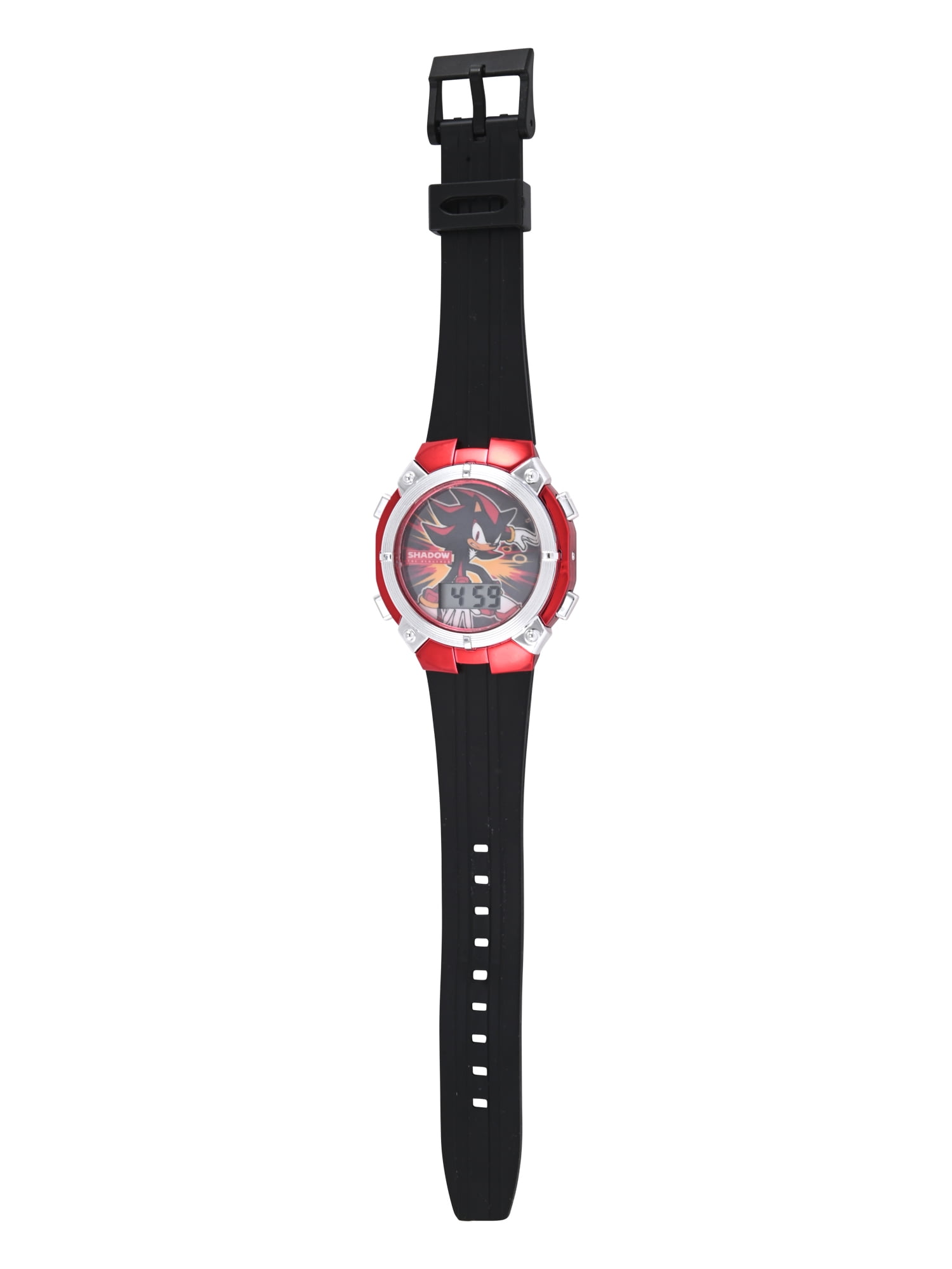 Sonic the Hedgehog Black Silicone Strap Watch with Red Metallic