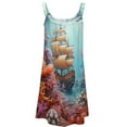 thumbnail image 4 of Underwater World Ship Coral Women's Summer Dresses 2025 Beach Casual Sleeveless Floral Print Tank Loose Sundress, 4 of 8