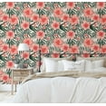 thumbnail image 3 of S4Sassy Tropical Hibiscus Floral Wallpaper- Orange Wall Covering,25" x 360" Self-Adhesive Textured Vinyl Wallpaper, Decorative Wall Wrap, Easy DIY Wall Covering For Bedroom, Living Room, 3 of 9