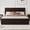 40.7'-46.6'/Rich Brown, variant on Mirightone Queen Size Wooden Bed Frame with Headboard and Footboard, Farmhouse Solid Wood Platform Bed, Rustic Panel Queen Bed with Wooden Slats, No Box Spring Needed, Walnut Bed Frame