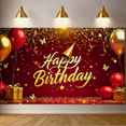 thumbnail image 7 of Red Glittery Background Happy Birthday Banner with Balloons Gifts Butterflies Party Supplies Birthday Party Decorations Photography Props, 7 of 7