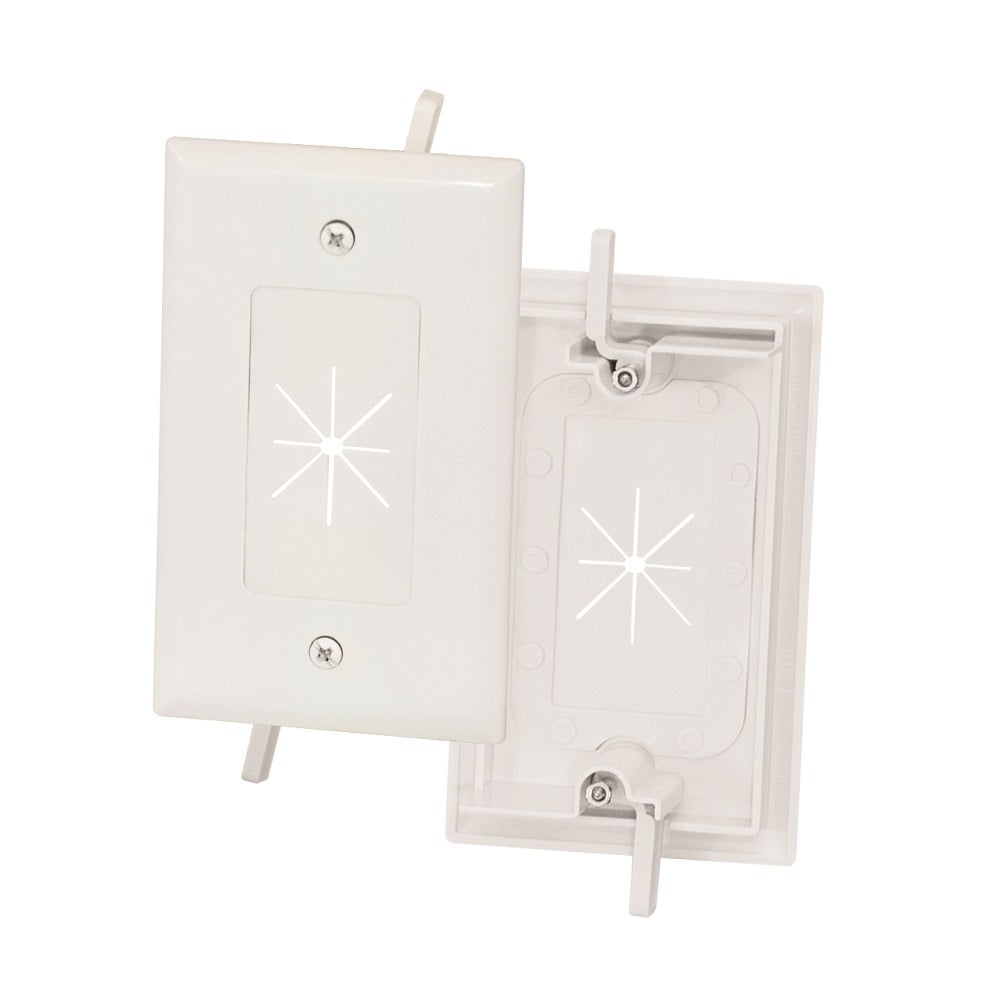 SF Cable 1Gang FeedThrough Wall Plate with Flexible OpeningWhite