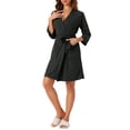 thumbnail image 2 of INSPIRE CHIC Women's Waffle Bathrobe Chenille Soft Kimono Spa & Bath Mid-Length Robes L Black, 2 of 6