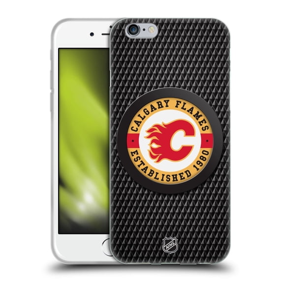 Head Case Designs Officially Licensed NHL Calgary Flames Puck Texture Soft Gel Case Compatible with Apple iPhone 6 / iPhone 6s