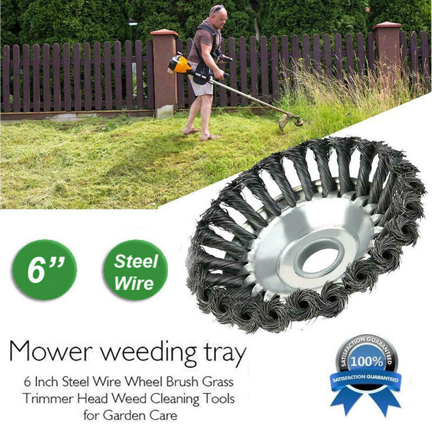 Grass Strimmer Heads Trimmers Brush Lawn Mower Steel Wire Wheel Garden 