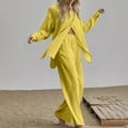 thumbnail image 2 of NMMUED Womens Linen Set, Lounge Sets for Women, Button Down Shirts for Women, Flowy Pants for Women, Matching Sets Women Clothing, Yellow S, 2 of 5