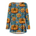 thumbnail image 5 of VKOYWKM Womens Tops Thanksgiving Shirts Pumpkin Print Long Sleeve Fall T-Shirt Thankful Crew Neck Blessed Tunic Tops, 5 of 5