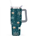 thumbnail image 2 of Green Snowflakes 40 Oz Tumbler with Handle Lid and Straw Stainless Steel Double Walled Vacuum Insulated Cup Merry Christmas Gifts Tumbler for Women Men Friends Outdoor Indoor, 2 of 6