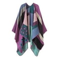 thumbnail image 2 of Women's Reversible Poncho Shawl Wrap Warm Winter Cape with Geometric Pattern Elegant and Stylish, 2 of 5