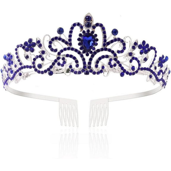 Silver Crystal Tiara Crowns Bride Crystal Crown with Comb Costume Hair Accessories for Women and Girls