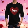 thumbnail image 2 of LJEFF Men's Valentine's Day Long-Sleeve Shirt, Casual Heart Print Crew Neck Regular Fit Men's Tees Black, 2 of 5