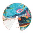 thumbnail image 3 of Salouo Tropical Poolside Relaxation Christmas Tree Skirt 36" Farmhouse Christmas Decorations Snowman Xmas Tree Skirt Tree Mat for Holiday Party Decor, 3 of 8