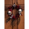 thumbnail image 3 of Wreath with Skulls and Roses Halloween Doecoration, 3 of 4
