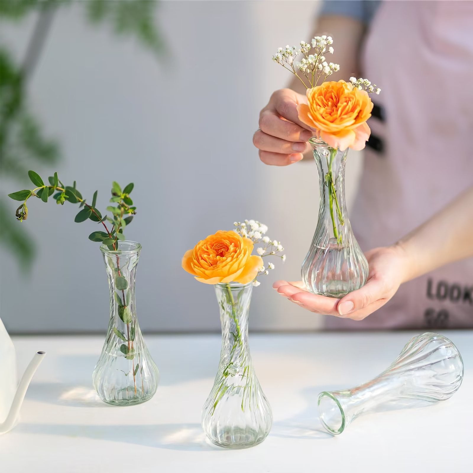 Glasseam 6 inch Small Glass Bud Vases for Flowers Set of 12 Bulk Skinny Vase for Wedding Table centerpiece