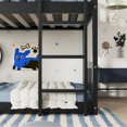 thumbnail image 3 of Cama litera de madera de goma triple de tamaño doble, con escaleras, barandillas Cama litera desmontable, 3 of 5