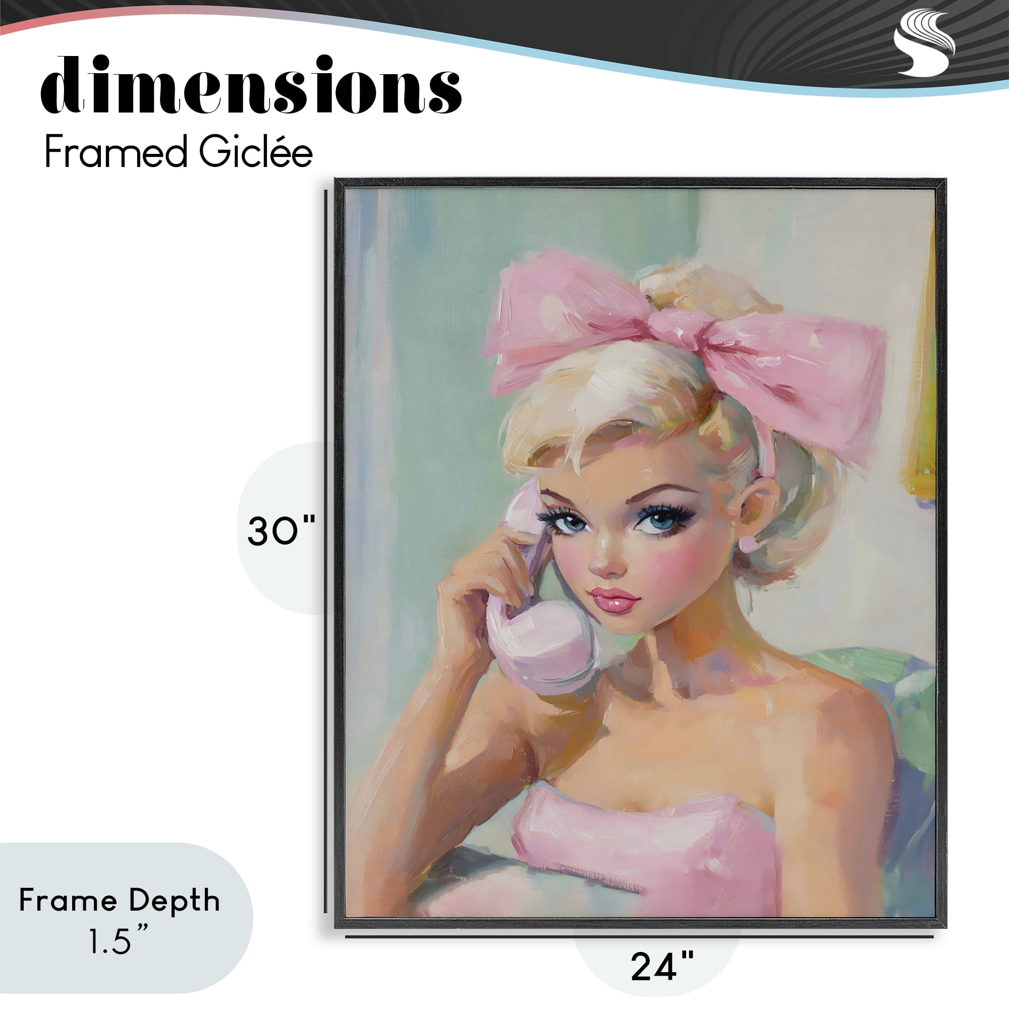 Stupell Industries Blonde Girl with Pink Bow Black Framed Giclee Art, design by The Prints Vibe