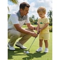 thumbnail image 5 of BemeyourBBs 2Pcs Toddler Baby Boy Girl Golf Outfits Summer Clothes Short Sleeve Crew Neck Striped Golf Embroidery T shirt Tops and Pockets Shorts Set, 5 of 9