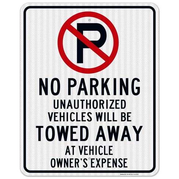 No Parking Symbol Unauthorized Vehicles Will Be Towed Sign,