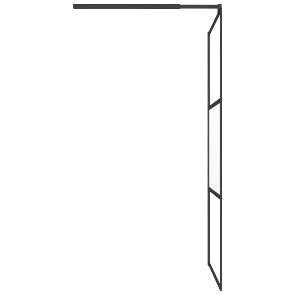 vidaXL Walk-in Shower Wall 39.4"x76.8" Half Frosted ESG Glass Black
