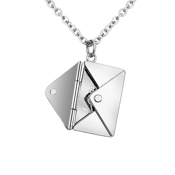 DESIGNICE Silver Envelope Love Letter Necklace - Stainless Steel, Jewelry Gift
