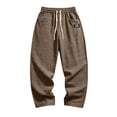 thumbnail image 5 of WOLIAUO Mens Linen Cotton Pants Drawstring Waist Lightweight Loose Fit Straight Leg Casual Big and Tall Linen Pants Beach Travel (XL Brown), 5 of 5