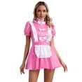 thumbnail image 6 of iiniim Women's French Maid Halloween Cosplay Outfits Shiny Leather Tutu Dress Clubwear Pink XL, 6 of 7