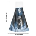 thumbnail image 2 of Haosy 2 Pack Kitchen Wash Cloths with Hanging Loops Absorbent Absorbent Quick Drying Hand Towels, Forest Wolf Moon, 2 of 7