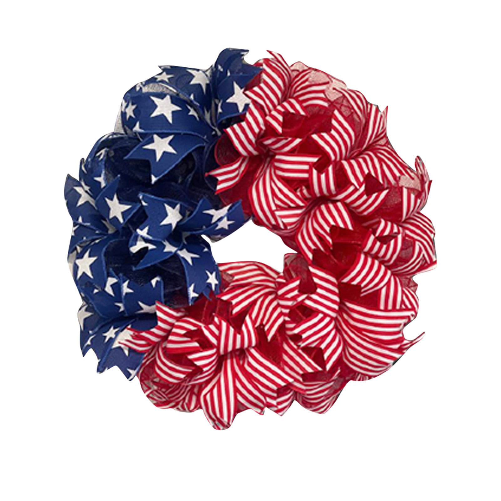 Front Door Wreath American Flag Decor Porch Lighted 16 Inch  Red White Blue 