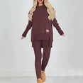 thumbnail image 3 of STETMN Women's Plus Size Outfits Loose Slit Hem Crewneck Pullover Top Stretch Slim Pant Athletic Sets, 3 of 8