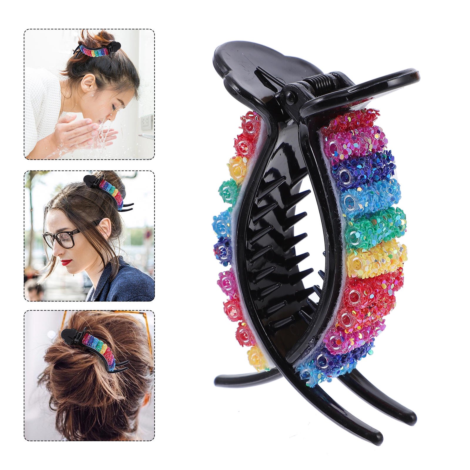 MERRYHAPY 2Pcs Elegant Multi Color Hair Clips Comfortable Grip Barrette for Parties