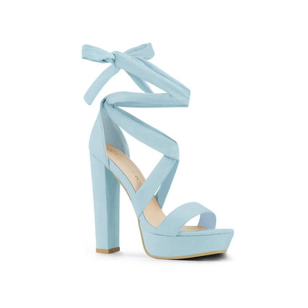 

Allegra K Women s Sandals Platform Chunky Heels Lace up Sandals