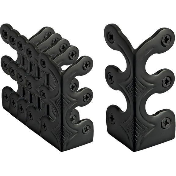 Baseboard Corner Protectors,Vintage Metal Pure Copper Corner Protectors, Decorative Corner Protector, Skirting Corner Guard, for Wood Boxes, Farmhouse, Barn Door, Wood Frame, Trunk, Table, Desk(Black)