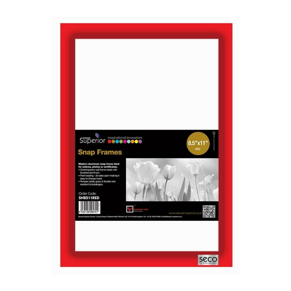 SECO Snap Poster Frame Case, 8.5 x 11 Inches, Red