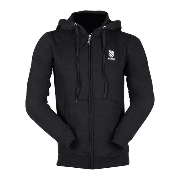 Sudadera Para Hombre K-SWISS Con Gorro Y Cierre Frontal Negra Talla G