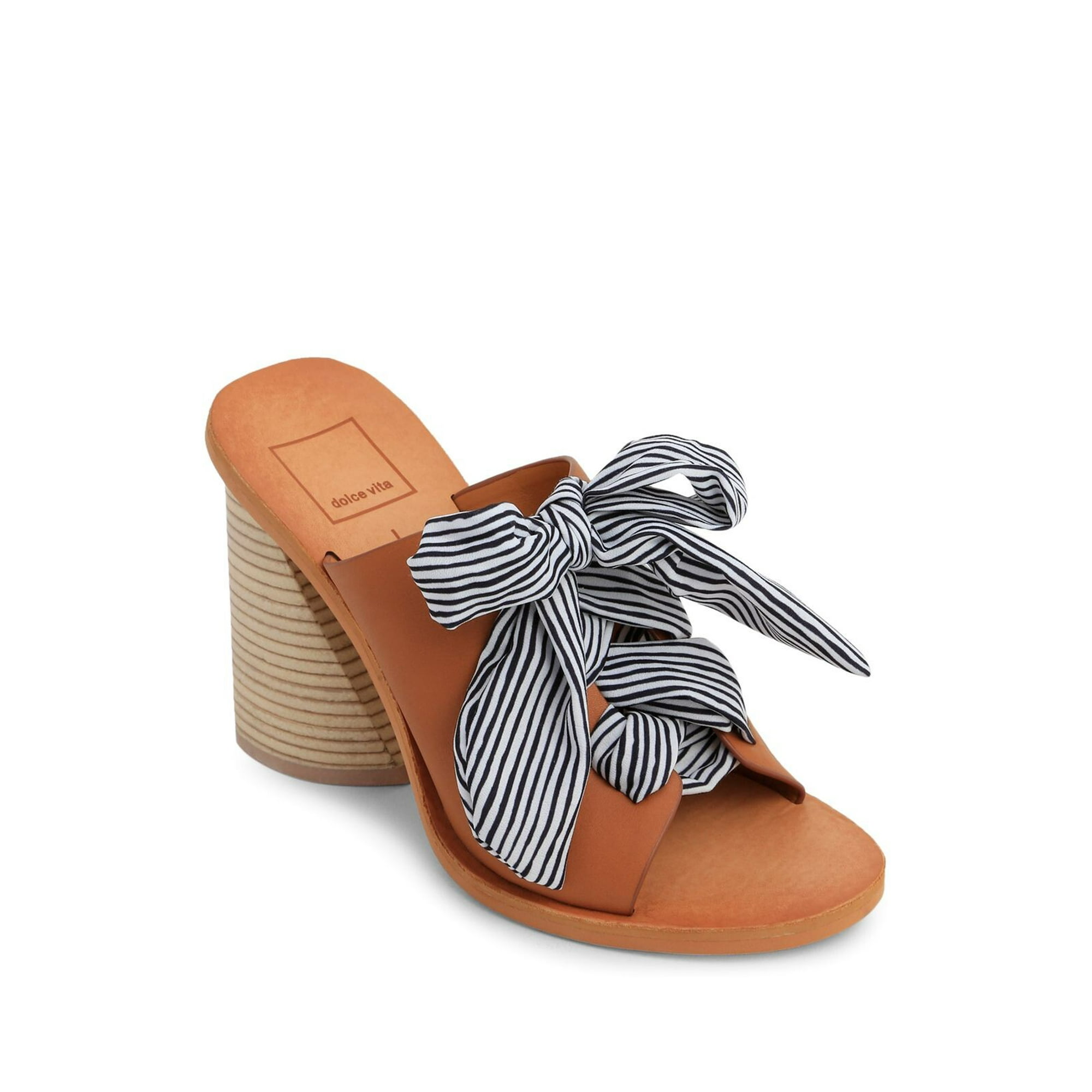 DOLCE VITA Womens Brown Polka Dot Lace Amber Round Toe Flare Slip On Leather Dress Heeled Sandal 9.5 Walmart
