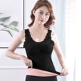 thumbnail image 2 of QASIEATN Sweatshirt for Graceful Women Fashion, Sleeveless Thermal Shirts with Detachable Built In Bra V Neck Vest Fleece Lined Underwear Thermal Tank Tops, Womens Fall Tops, 2 of 5