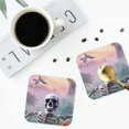 thumbnail image 3 of Bingfone Vintage Mist Sunflower Skull Leather Drinks Coasters with Set of 6,Suitable for Home Kitchen,Coffee Cup Coasters Home Gift, 3 of 7