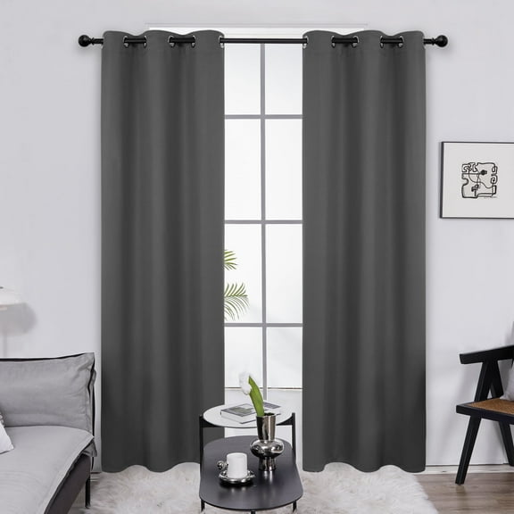 Deconovo Dark Gray Thermal Insulated Blackout Curtains, Pack of 2 Grommet Window Curtain Panels, Each 38" x 84"