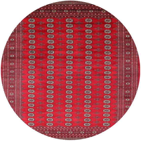 Ahgly Company Machine Washable Indoor Round Industrial Modern Red Area Rugs, 7' Round