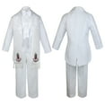 thumbnail image 3 of Baby Boy Christening Baptism Formal White Tail Suit Silver Gold Maria on Stole Sm-20, 3 of 4