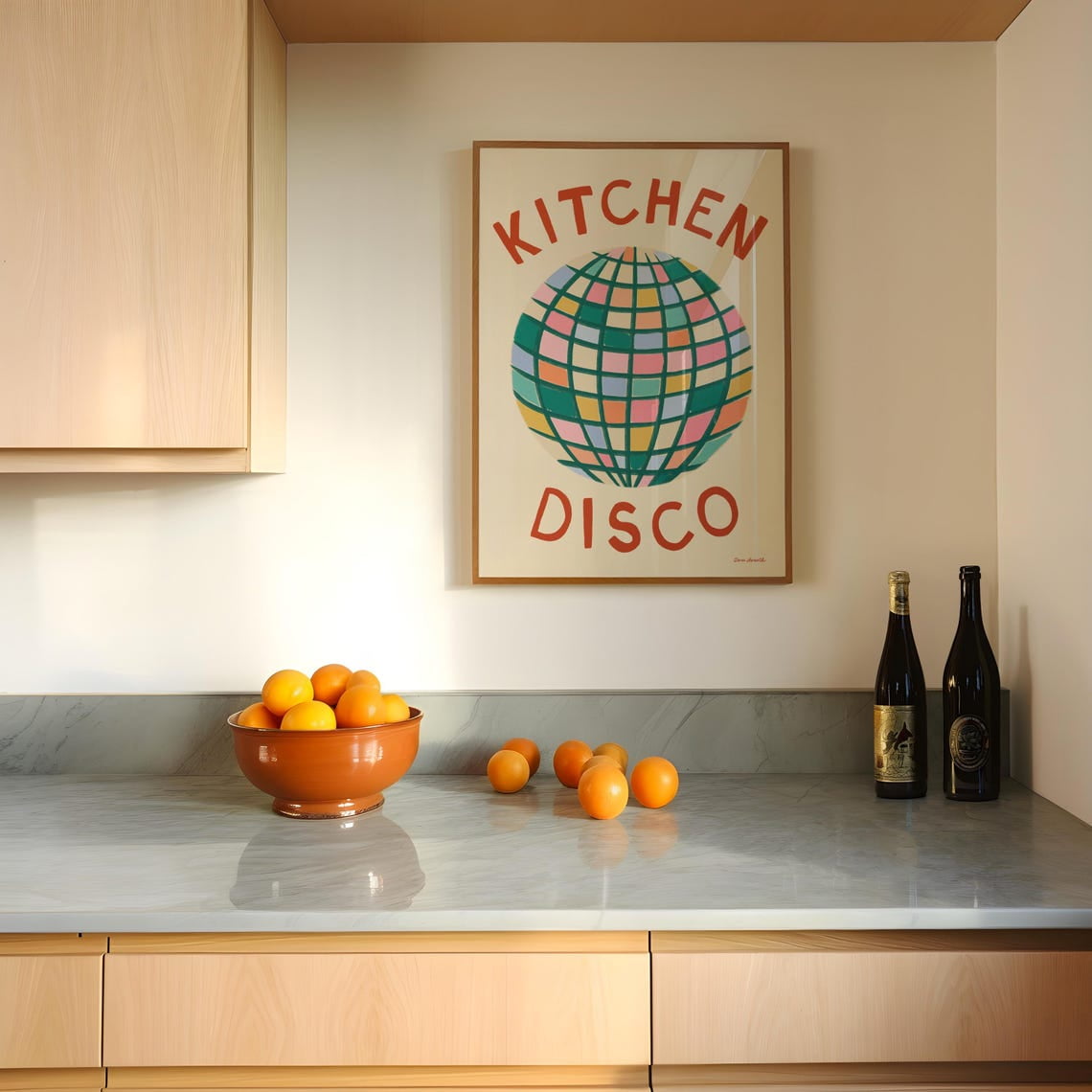 Kitchen Disco Poster Disco Ball Modern Kitchen Wall Art Unframed Paper Print