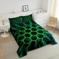 thumbnail image 4 of Erosebridal Chic Honeycomb Bedding King Comforter Set, Lime Green Down Comforter, Abstract Geometry Decor, Reversible, 4 of 8
