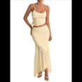 thumbnail image 3 of Conjunto de 2 Piezas para Mujer: Top Corto con Volantes y Falda Larga de Tiro Bajo. Amarillo M, 3 of 8