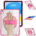 thumbnail image 3 of ELEHOLD Rugged Case For iPad Mini 7th 6th Generation, Full Protection Transparent 360° Rotating Stand Cover, with Silicone Wrist Strap, Shoulder Strap, Rose, 3 of 8