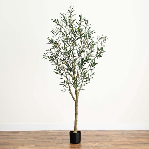 Nearly Natural Greco Olive Artificial Potted Tree - 7'